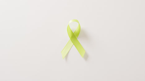 Video-of-pale-green-std-awareness-ribbon-on-white-background-with-copy-space