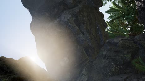 vertical-shot-of-tropical-cave-at-sunset