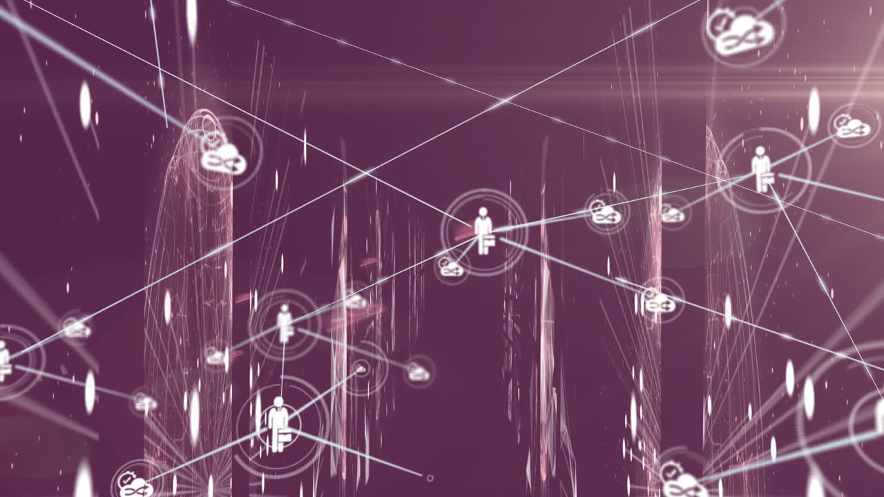 검은색 배경에 연결 네트워크의 애니메이션