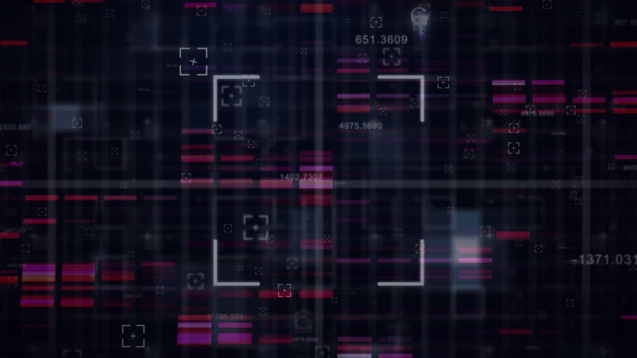 animación del procesamiento de datos en computadora y fondo negro
