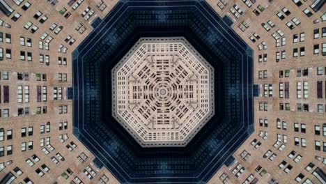 Stadt-New-York-Kaleidoskop-Landschaft-Mandala-Animation-Grafik-Party-Hintergrund-Led-Trance-Trippy