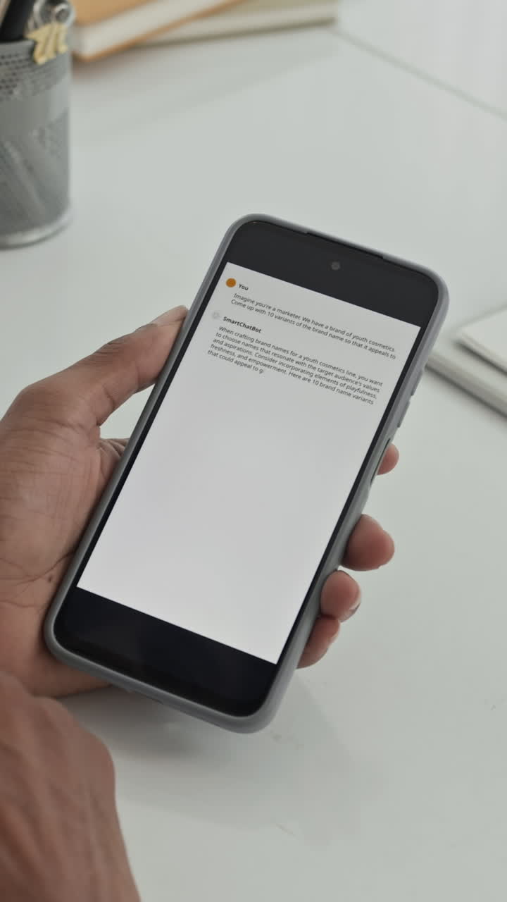 Mani di un dipendente che legge un'e-mail su uno smartphone