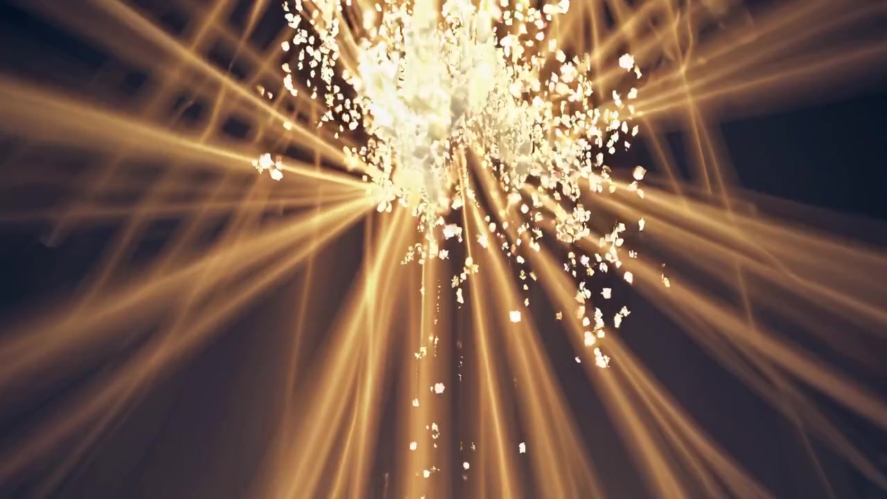 Raggi di luce dorati dinamici con scintille cadenti