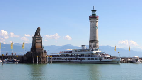 panoramic view of lindau lighthouse, germany - static shot