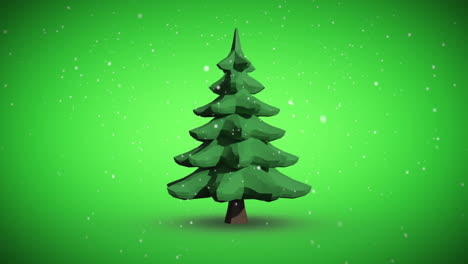 Snow-falling-on-revolving-fir-tree