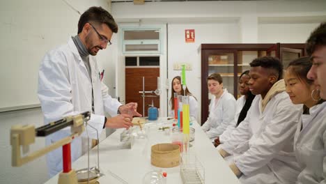 science classroom with students and a teacher