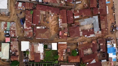 Top-down-bird-eye-aerial-view-slums-and-poverty-in-African-village