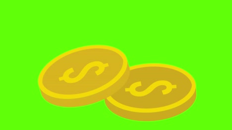 animation of dollar coins on a green screen background