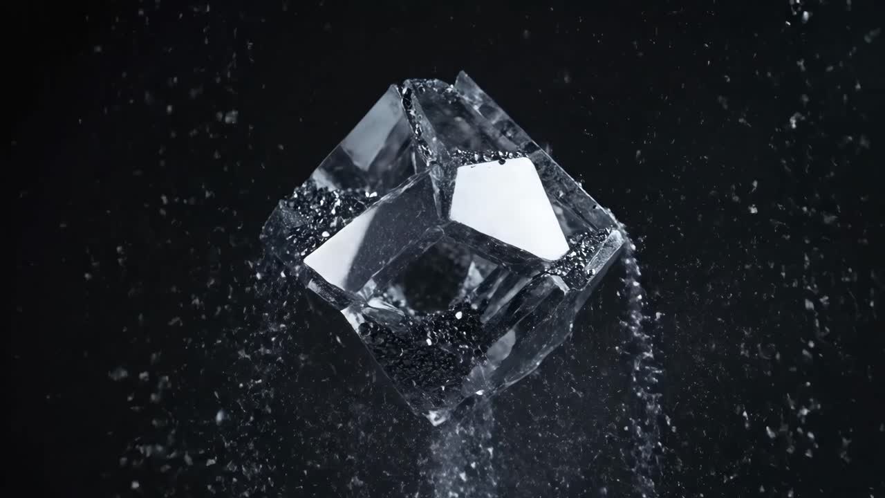 Abstract Water and Ice Forms on Black Background