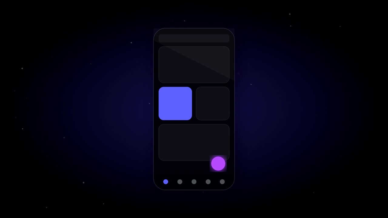 Interfaccia smartphone animata che carica e visualizza contenuti