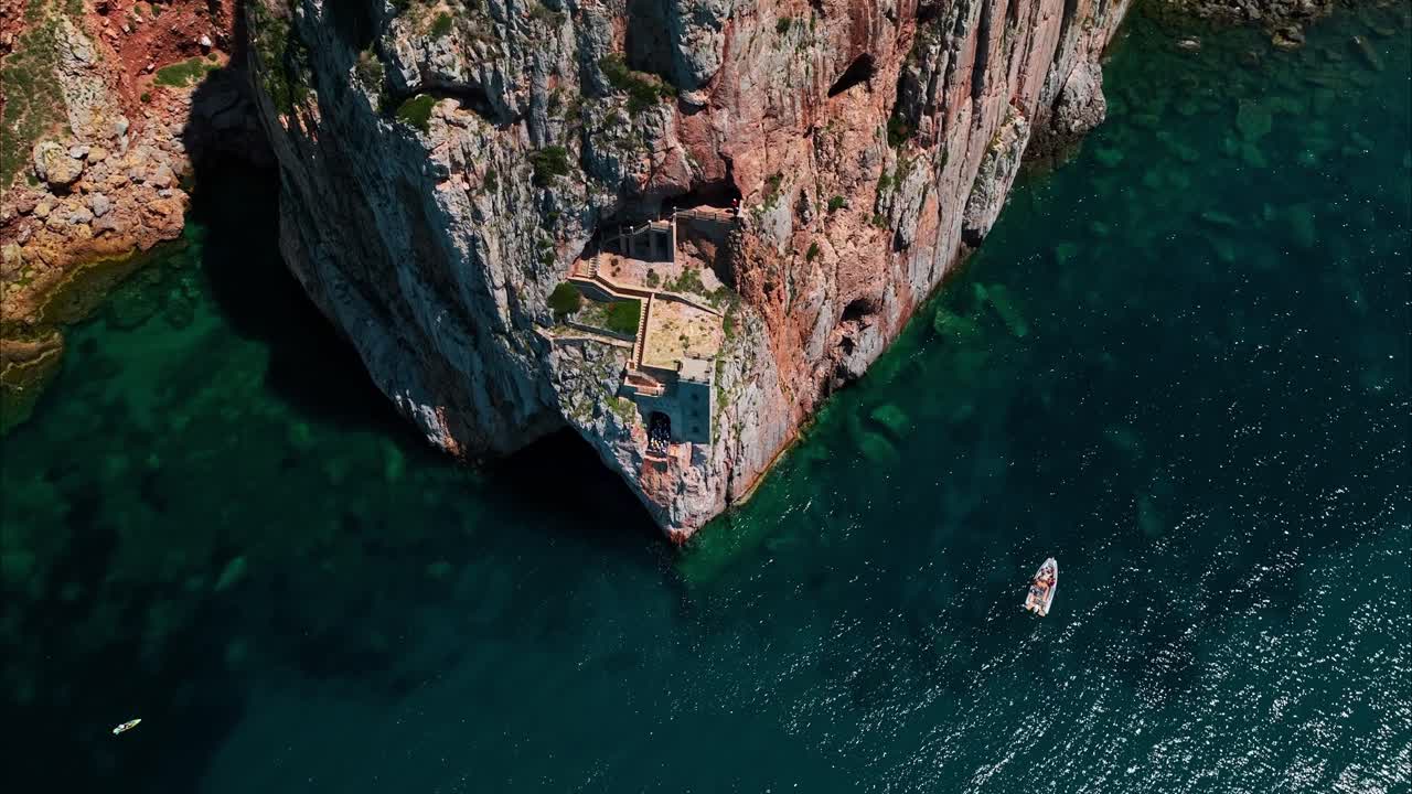 Panoramic shot of Porto Flavia in Sardinia, Italy