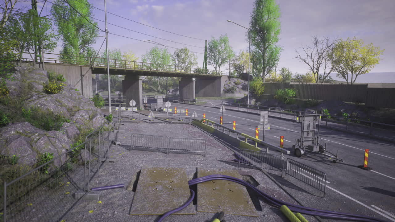 Construction site utilities utility pipes guiding workers in trench