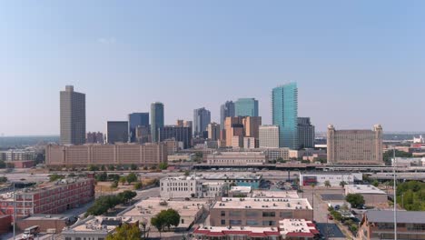 establishing drone shot of fort worth, texas