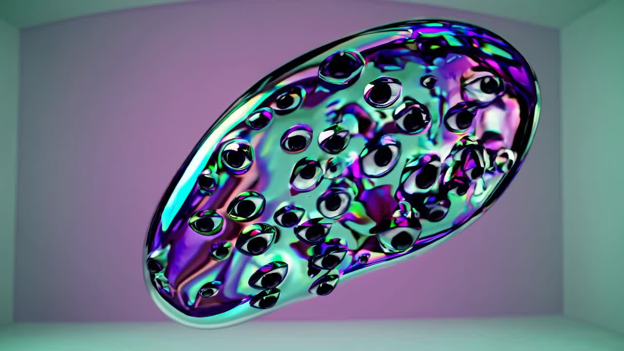 forma tridimensional abstractamente iridescente