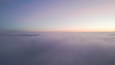 amazing view over clouds at sunset