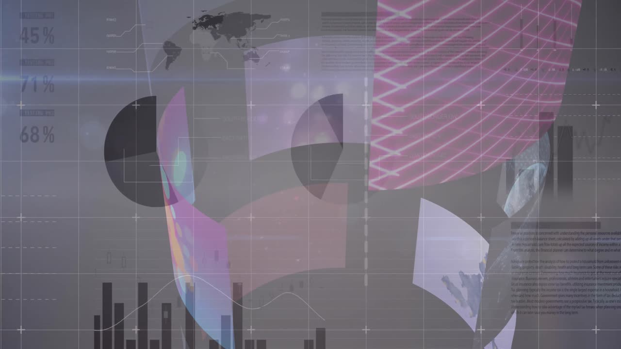 스크린을 통해 통계 및 데이터 처리의 애니메이션