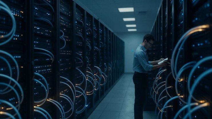 IT Technician working in a data center