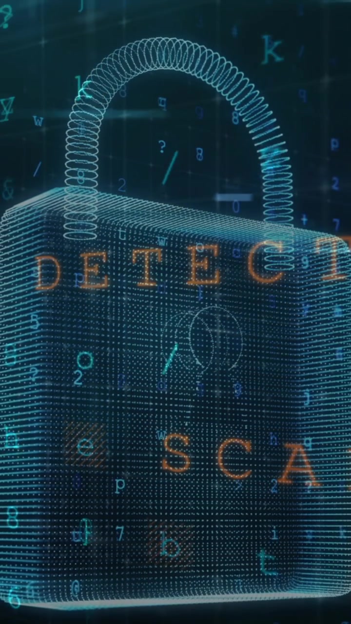 Animation of data processing, online security padlock and circuit board