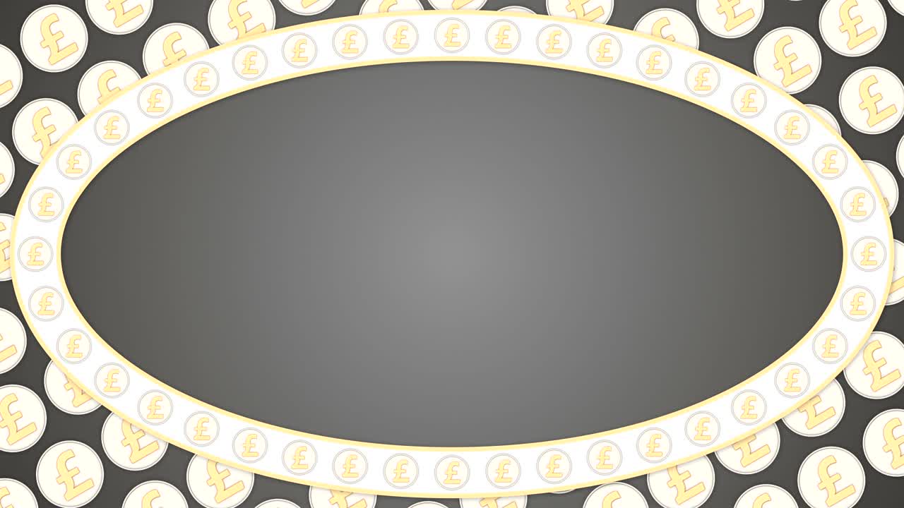 영국 파운드 영국 돈 동전 회색 배경 타원형 프레임