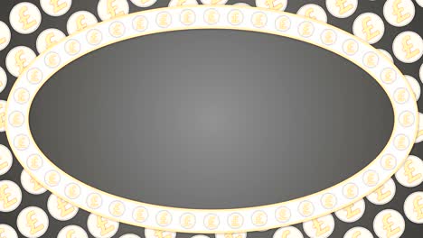 libra inglesa británica monedas de dinero fondo gris marco elíptico
