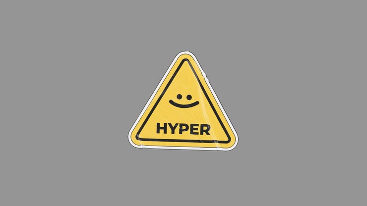 Rotating Yellow Hyper Warning Sign on Transparent Background