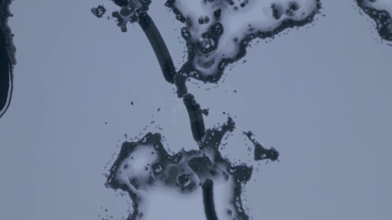 Cracks and Bubbles Form on the Frozen Surface of Lake Clermoustier, Petit-Chertsey, Canada - Aerial Topdown Shot