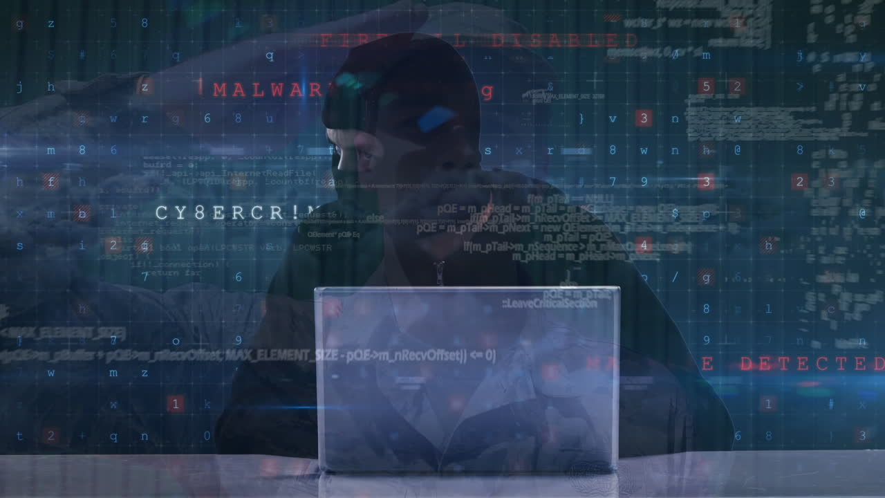 Animation of digital data processing over hacker