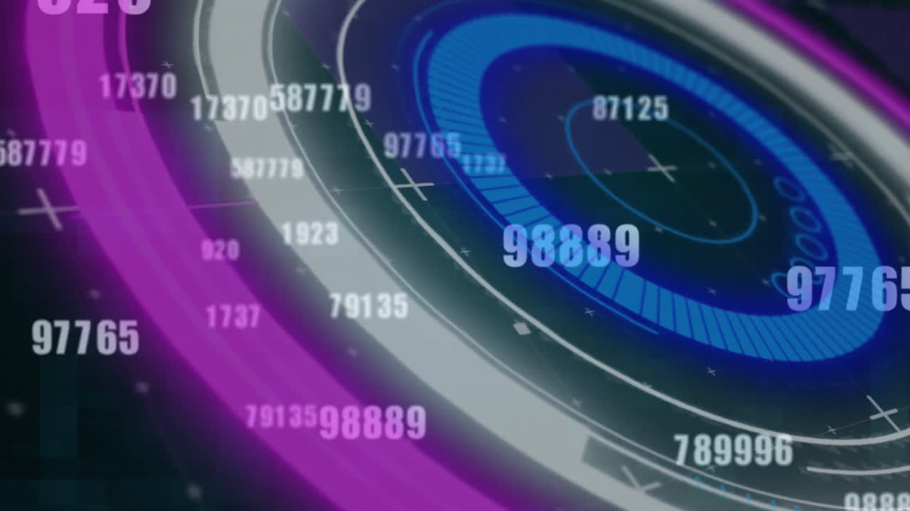 animación del escaneo del alcance y los números que cambian en la cuadrícula en segundo plano