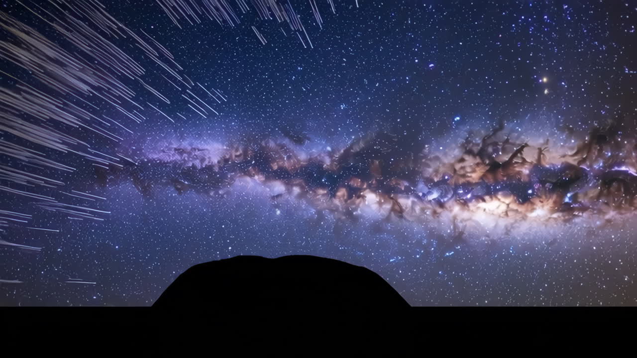 Milky Way Meteor Shower Over a Silhouette of a Mountain