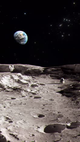 astronauta en la luna con la tierra en el fondo