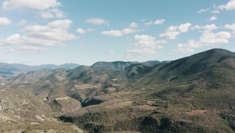 drone aerial view of landscape near hierve el agua in oaxaca