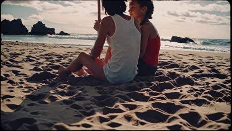 two women relaxing on the beach