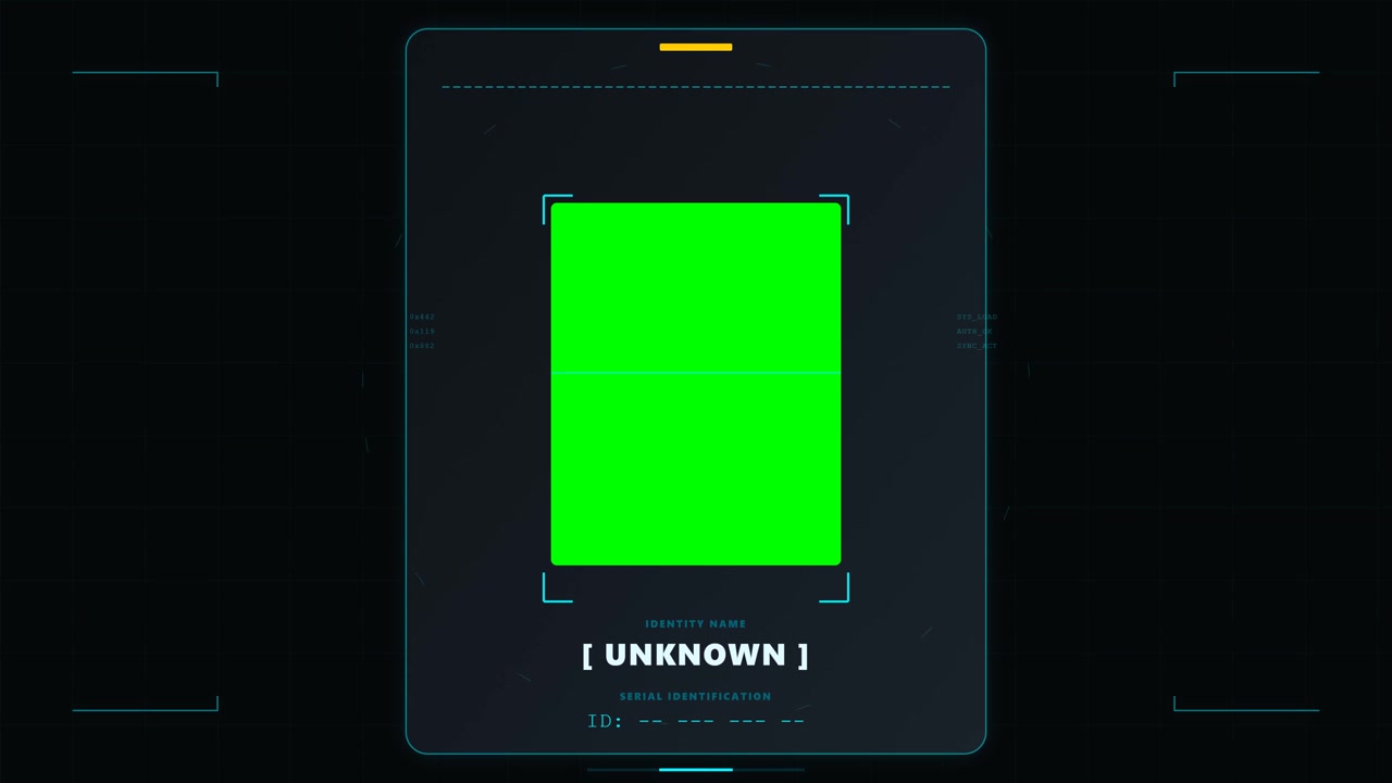 Interfaccia futuristica di identità digitale con segnaposto a schermo verde