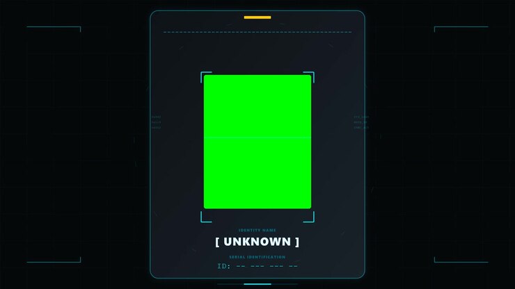 Interfaccia futuristica di identità digitale con segnaposto a schermo verde