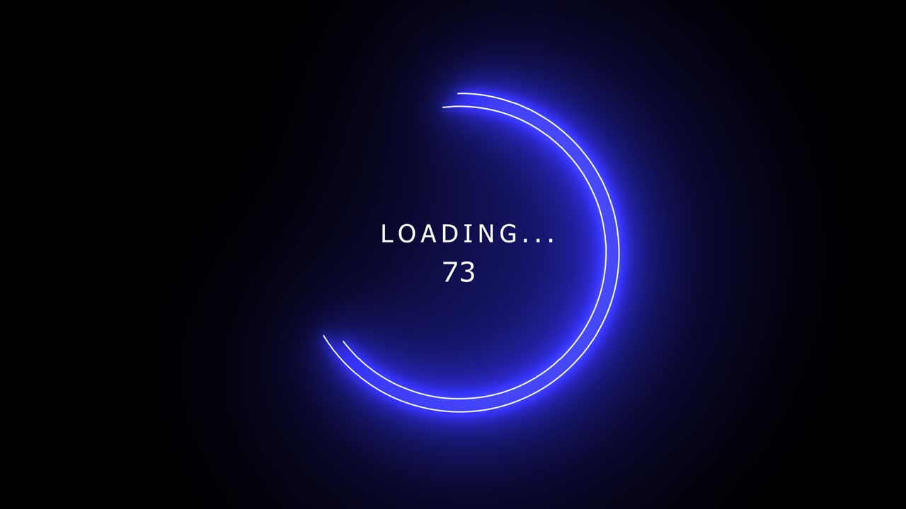 Loading circle blue neon technology on black background