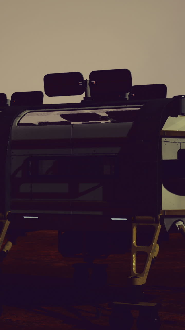 Concept of a futuristic habitat on mars in a surreal landscape near mountains