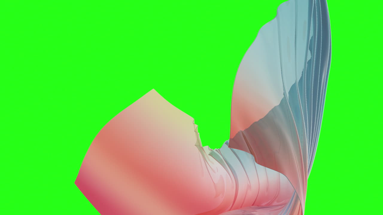 흐르는 천, 그라디언트 웨이브 실크, 그린 스크린 배경, 3d 렌더링