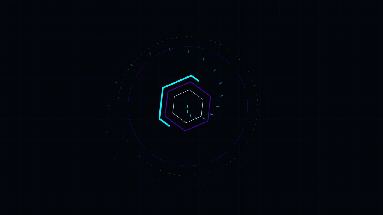 Abstract Digital Hexagon Loading Animation on Dark Background