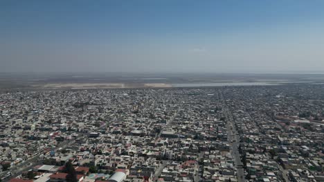 flying over the northern area of mexico city, northern metropolitan area, state of mexico, naim texcoco