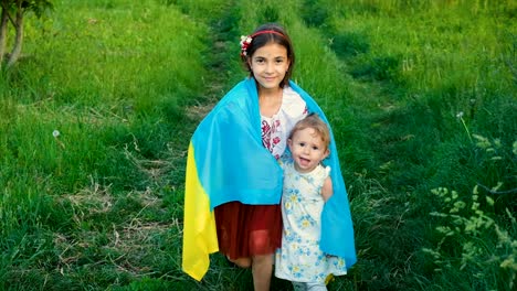 patriot child with ukrainian flag. selective focus. kid.