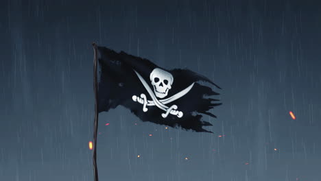 pirate flag in a storm