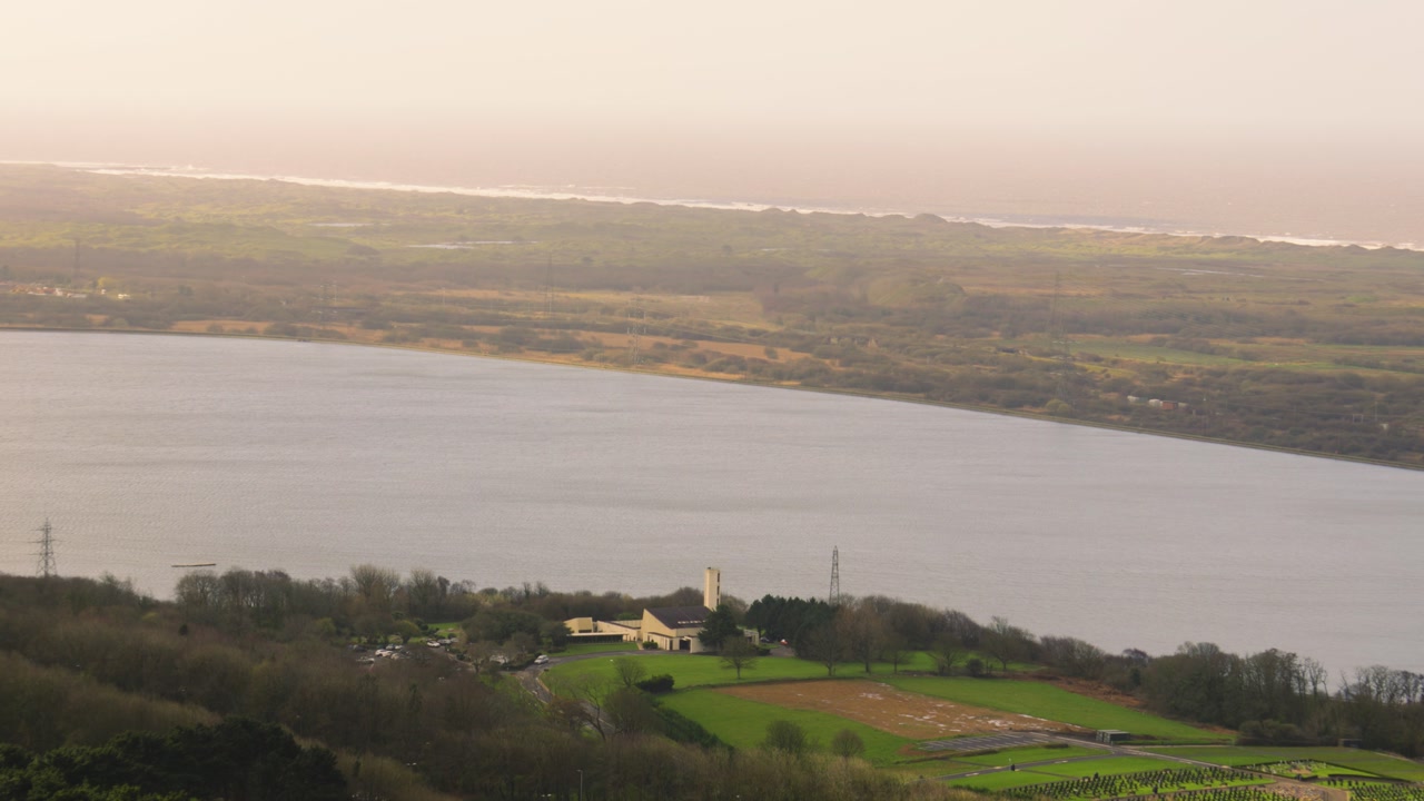 Large Open Boating Lake near Port Talbot in Wales, UK.