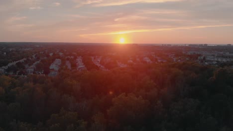 Slow-cinematic-aerial-shot-of-nepean,-ontario-flying-towards-a-neighborhood-with-house-lined-up