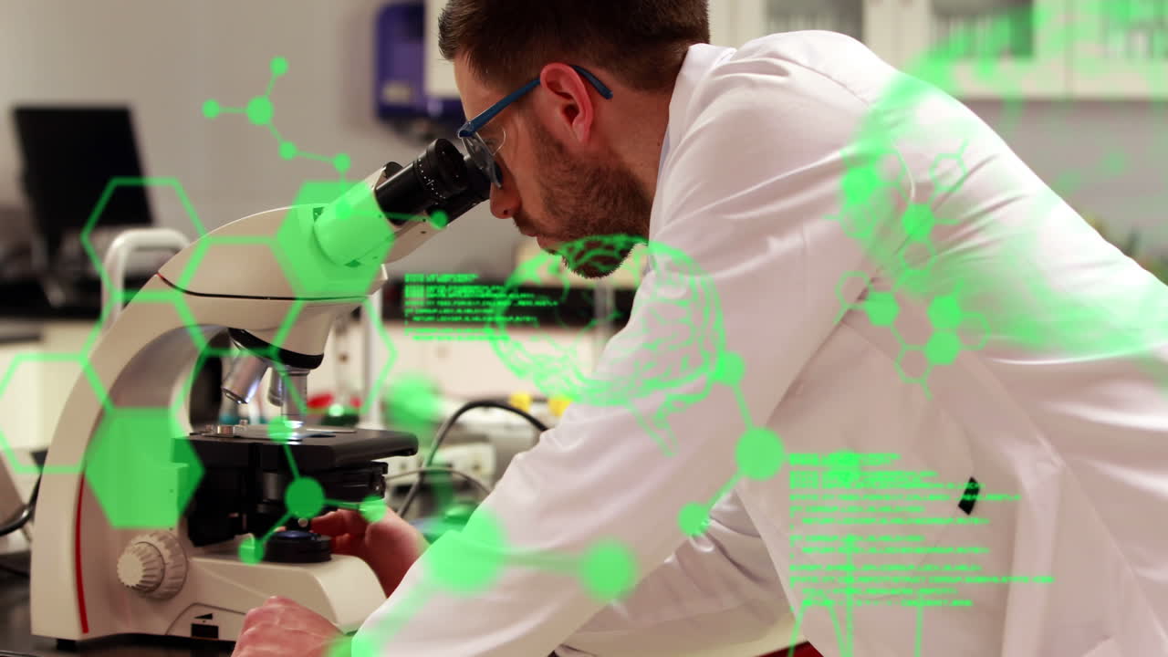 남성 과학자에 대한 의료 데이터 처리와 인간 뇌의 애니메이션