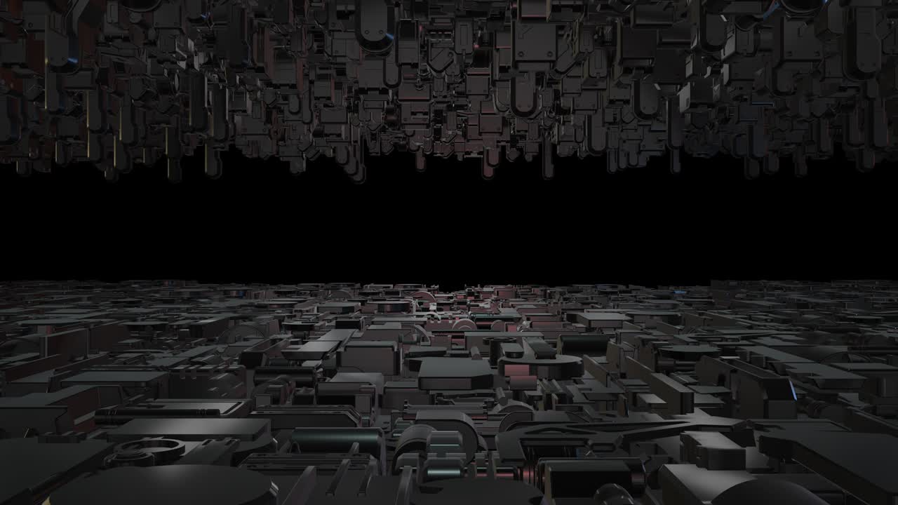 Complex Spaceship Slowly Flying In Outer Space