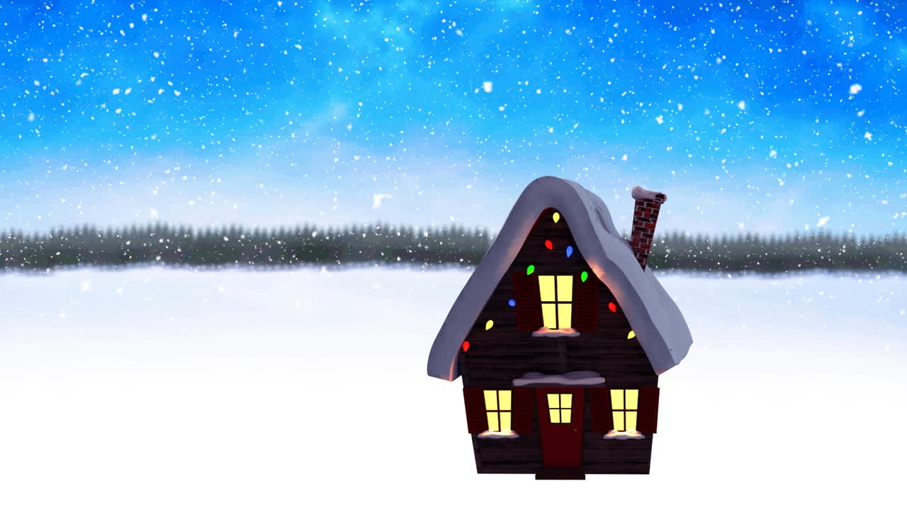 animación de la nieve cayendo sobre el paisaje de invierno