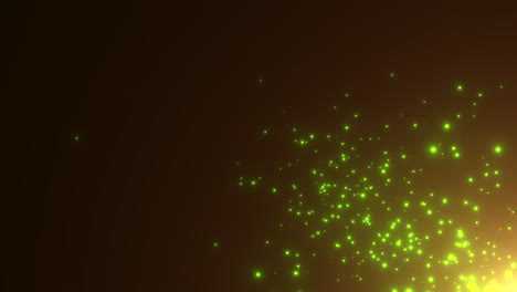 estrellas verdes y brillos en movimiento y en movimiento aleatorios en la galaxia.
