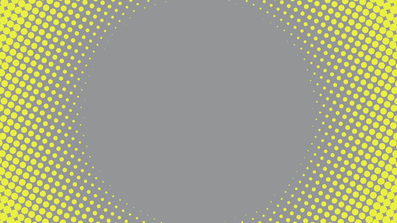 borde redondo de medio tono abstracto con puntos amarillos en un fondo gris. gráficos de movimiento de paleta de colores de moda