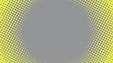 borde redondo de medio tono abstracto con puntos amarillos en un fondo gris. gráficos de movimiento de paleta de colores de moda