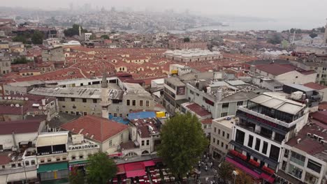 top down view of grand bazaar with a drone